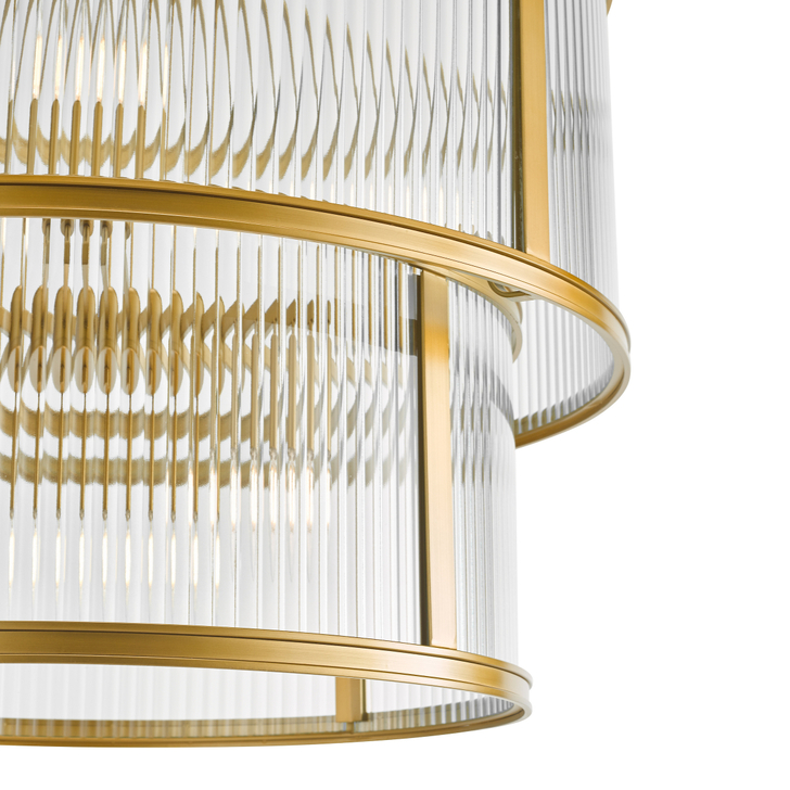 Dar Bianka 6 Light Pendant Satin Bronze and Ribbed Glass