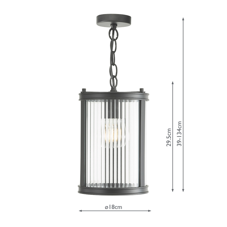 Dar Bianka Pendant Matt Black and Ribbed Glass