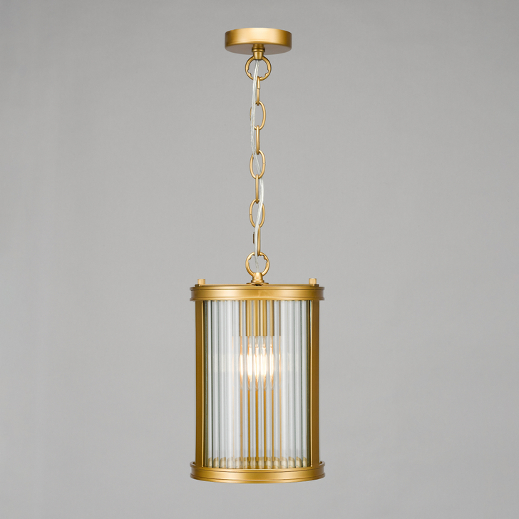Dar Bianka Pendant Satin Bronze and Ribbed Glass