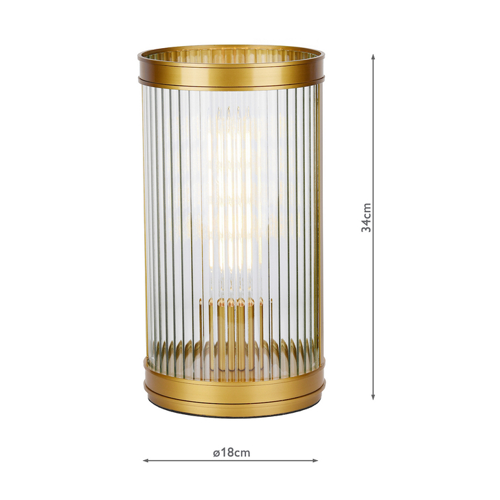 Dar Bianka Table Lamp Satin Bronze and Ribbed Glass