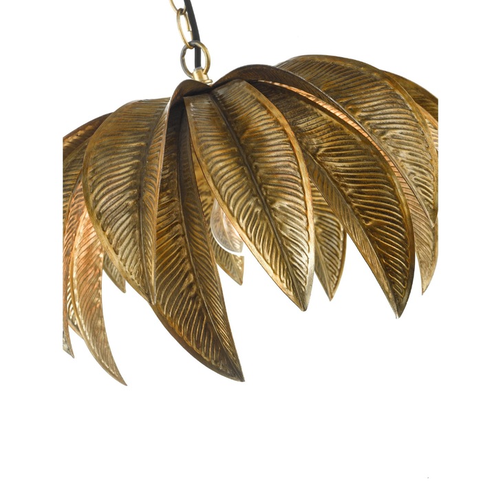 Dar Cara Antique Brass Palm Tree Single Pendant Light