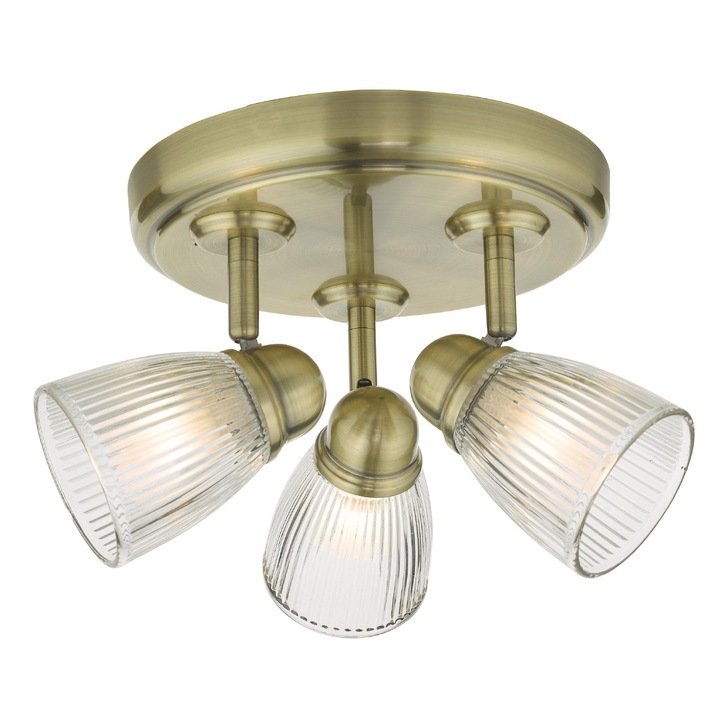 Dar Cedric Antique Brass Flush 3 Light Adjustable Bathroom Spotlight - IP44