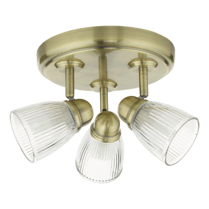 Dar Cedric Antique Brass Flush 3 Light Adjustable Bathroom Spotlight - IP44