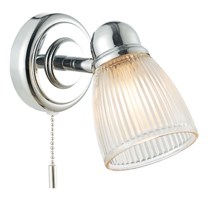 Dar Cedric CED0738 Polished Chrome Single Wall Light - IP44