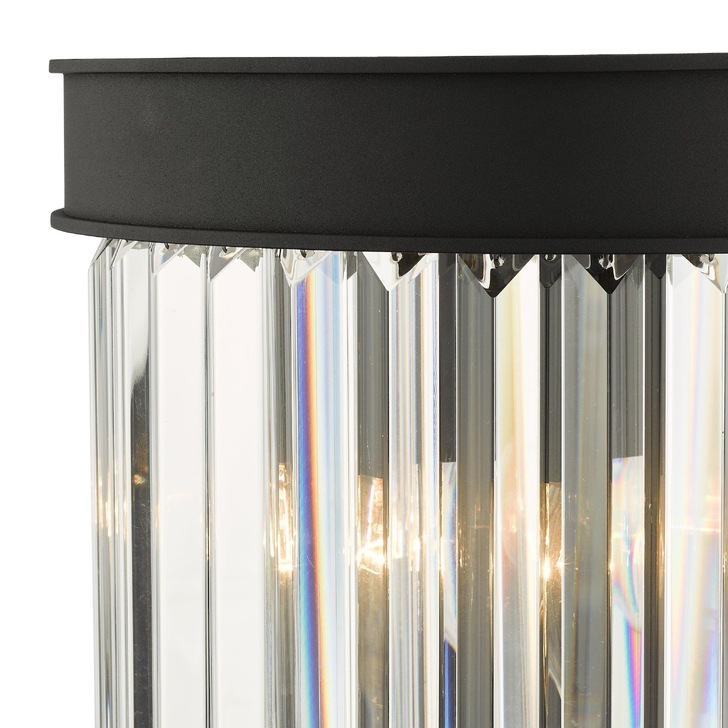 Dar Celeus Matt Black 2 Light Crystal Wall Lamp