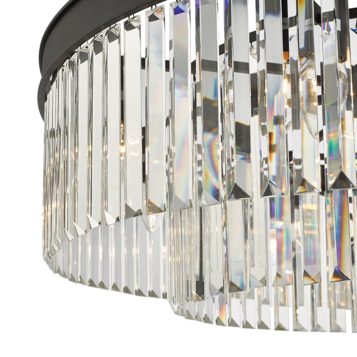 Dar Celeus Matt Black 8 Light Round Crystal Pendant