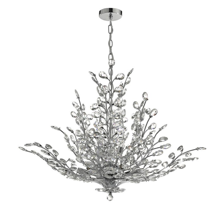 Dar Cordelia COR1350 9 Light Pendant In Polished Chrome & Crystal Finish