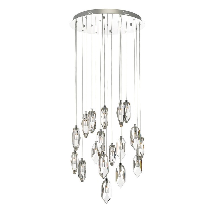 Dar Crystal CRY1850 18 Light Cluster Pendant In Polished Chrome & Crystal Finish