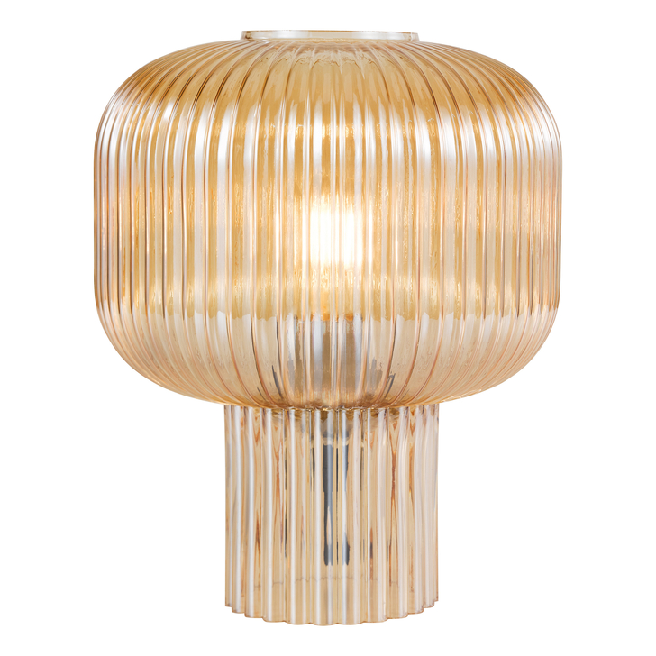Dar Demarius Amber Ribbed Glass Table Lamp