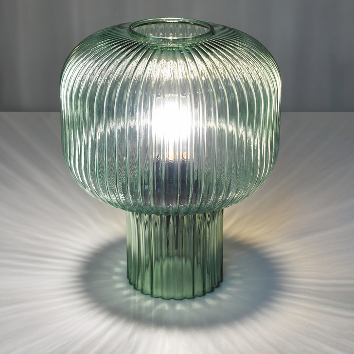 Dar Demarius Green Ribbed Glass Table Lamp