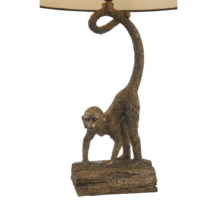 Dar Dwayne Monkey Table Lamp In Bronze Complete With Black Shade