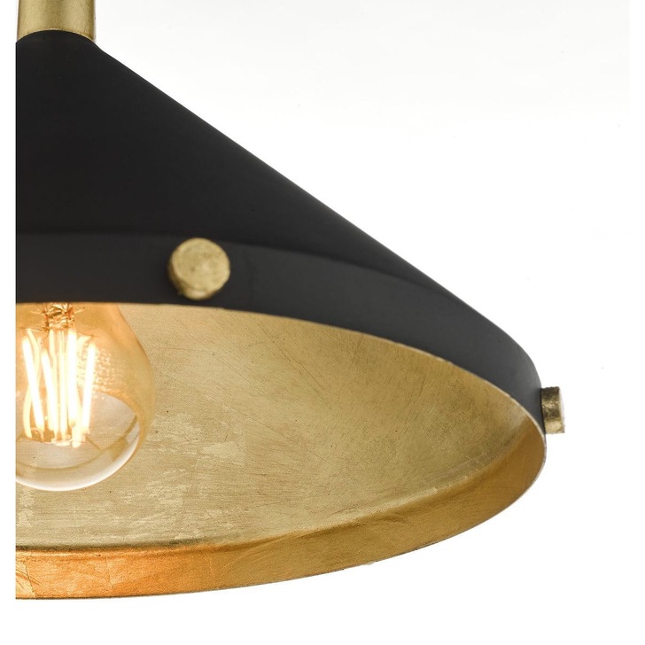 Dar Edena EDE0154 Single Pendant In Matt Black & Gold Leaf Finish