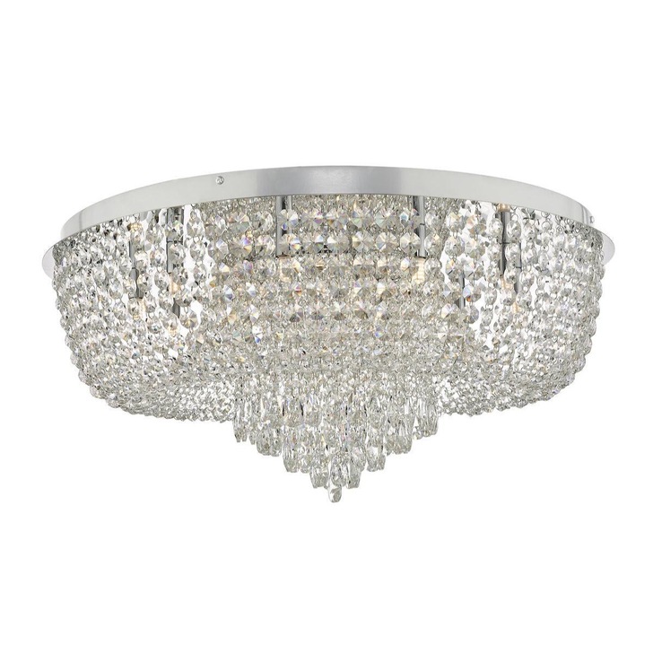 Dar Eitan EIT4808 12 Light Flush Ceiling Light In Polished Chrome & Crystal Finish