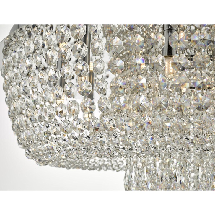 Dar Eitan EIT4808 12 Light Flush Ceiling Light In Polished Chrome & Crystal Finish