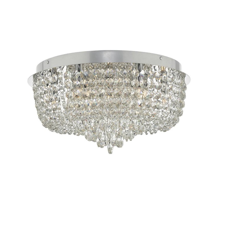 Dar Eitan EIT5008 9 Light Flush Ceiling Light In Polished Chrome & Crystal Finish