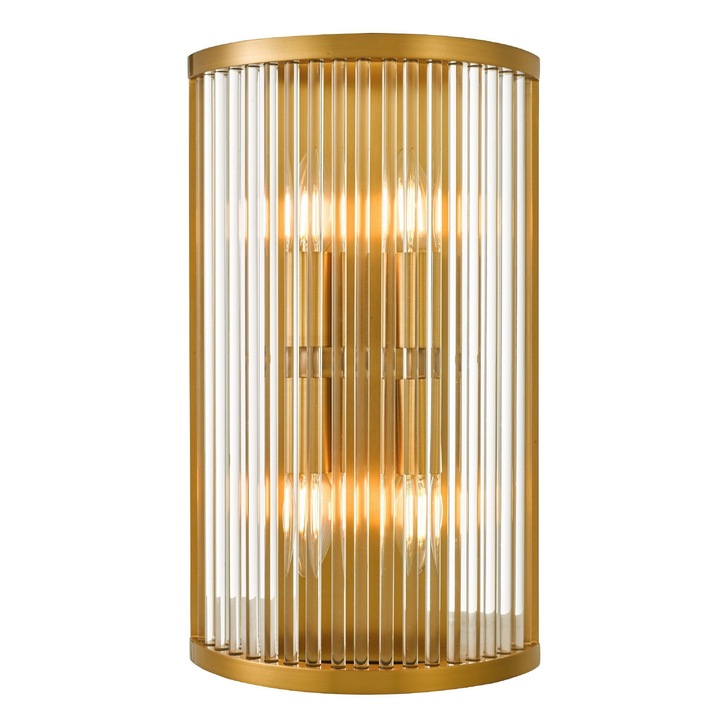 Dar Eleanor Natural Brass/Glass 4 Light Wall Light