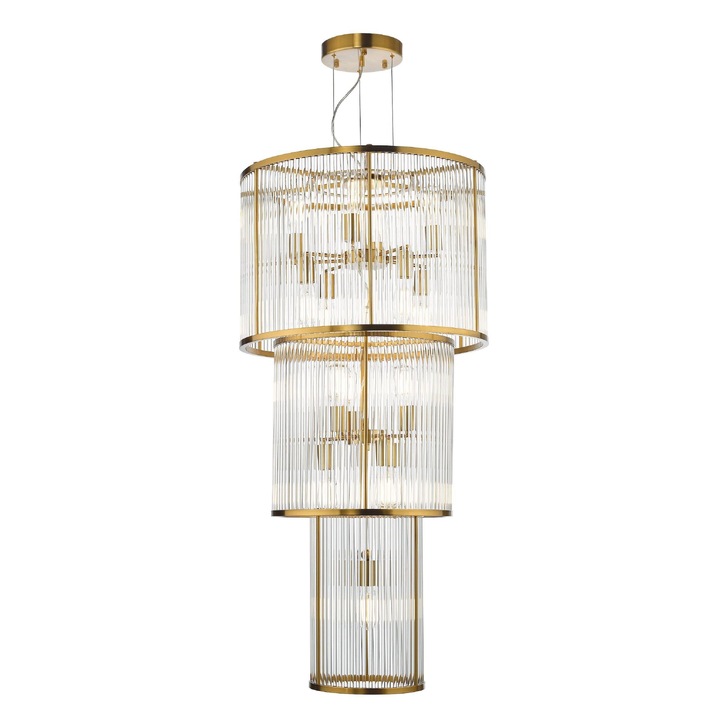 Dar Eleanor Natural Brass/Glass Large Staircase Light