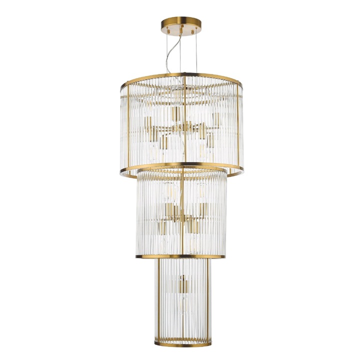 Dar Eleanor Natural Brass/Glass Large Staircase Light