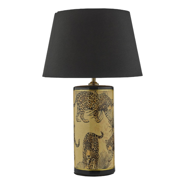 Dar Eliza Gold Leopard And Foliage Motif Ceramic Table Lamp - Base Only