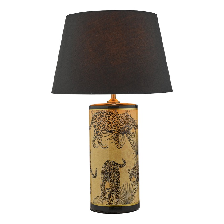 Dar Eliza Gold Leopard And Foliage Motif Ceramic Table Lamp - Base Only