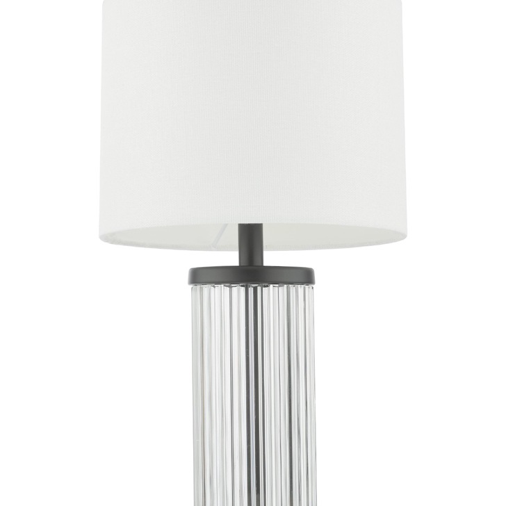 Dar Enrico Rechargeable Led Table Lamp In Satin Black With Clear Glass & White Shade