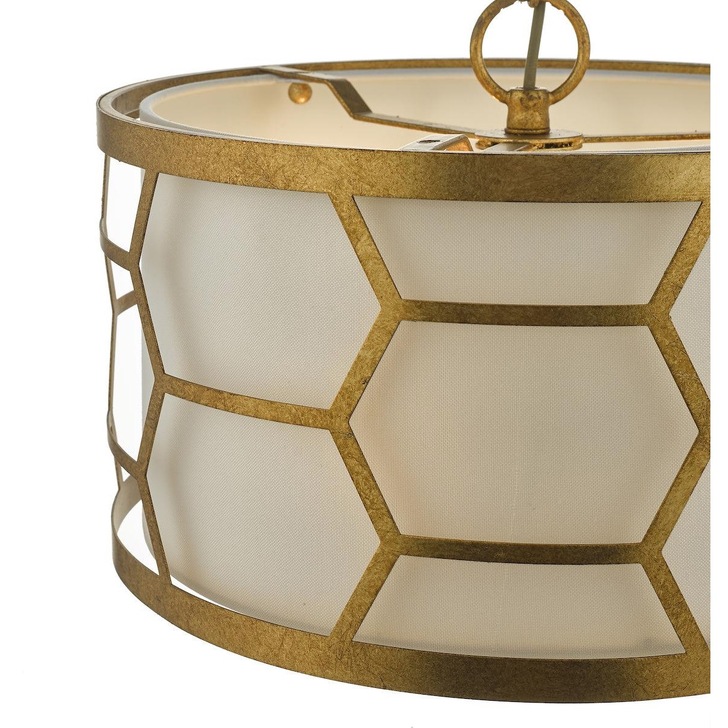 Dar Epstein EPS0312 3 Light Pendant In Gold Leaf Finish Complete With Ivory Shade & Frosted Acrylic Diffuser