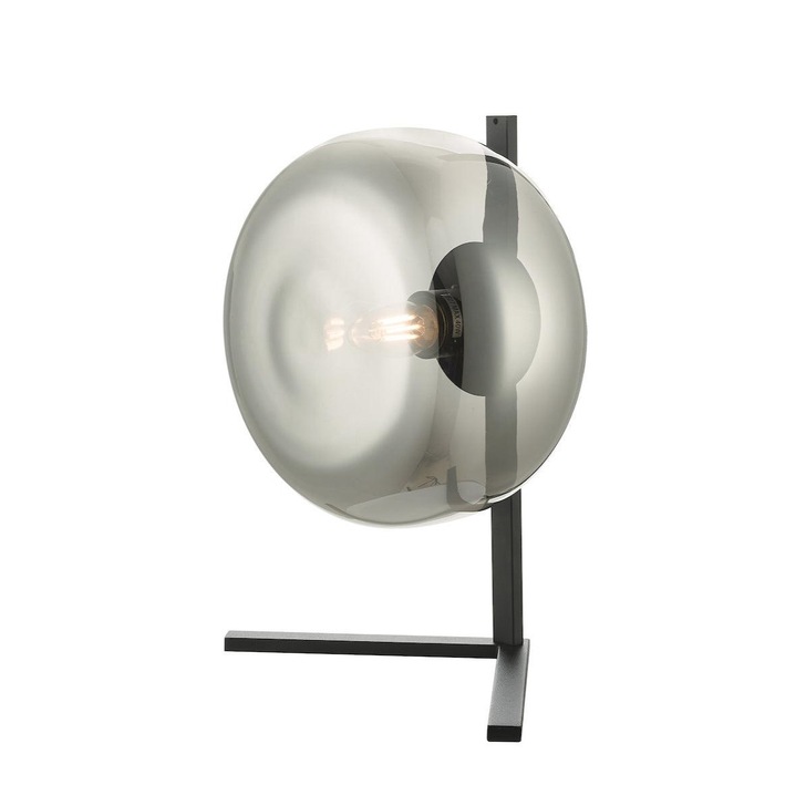 Dar Erla ERL4110 Table Lamp In Matt Black Finish With Smoked Glass