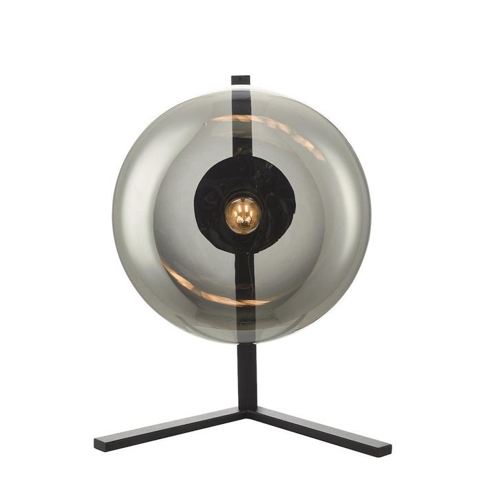 Dar Erla ERL4110 Table Lamp In Matt Black Finish With Smoked Glass