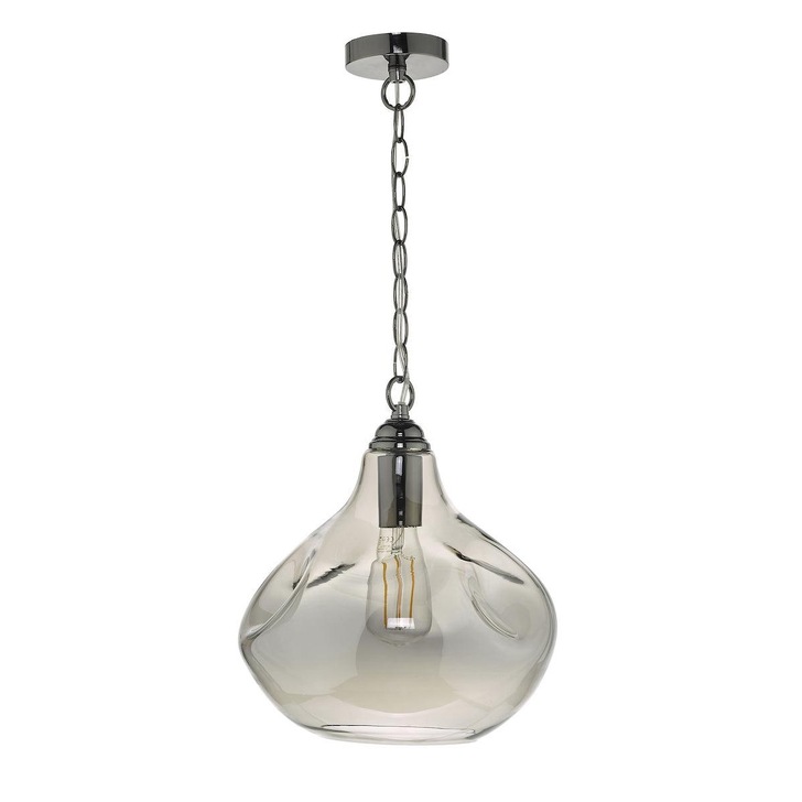 Dar Esarosa ESA0110 Single Pendant In Black Chrome Finish With Smoked Glass