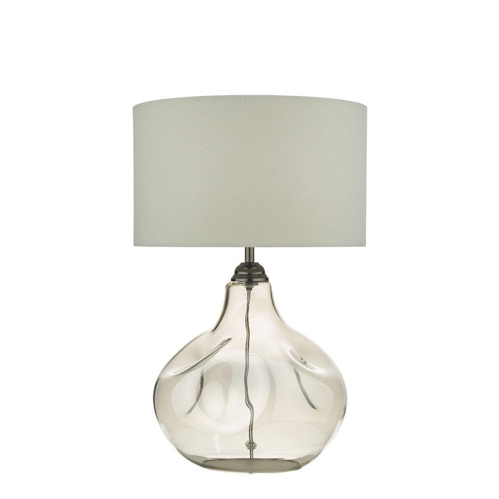 Dar Esarosa ESA4210 Table Lamp In Smoked Glass Complete With White Shade