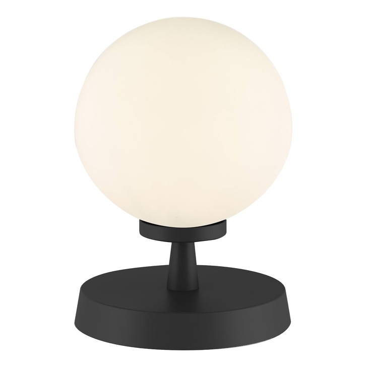 Dar Esben Matt Black Touch Table Lamp Complete With Opal Glass