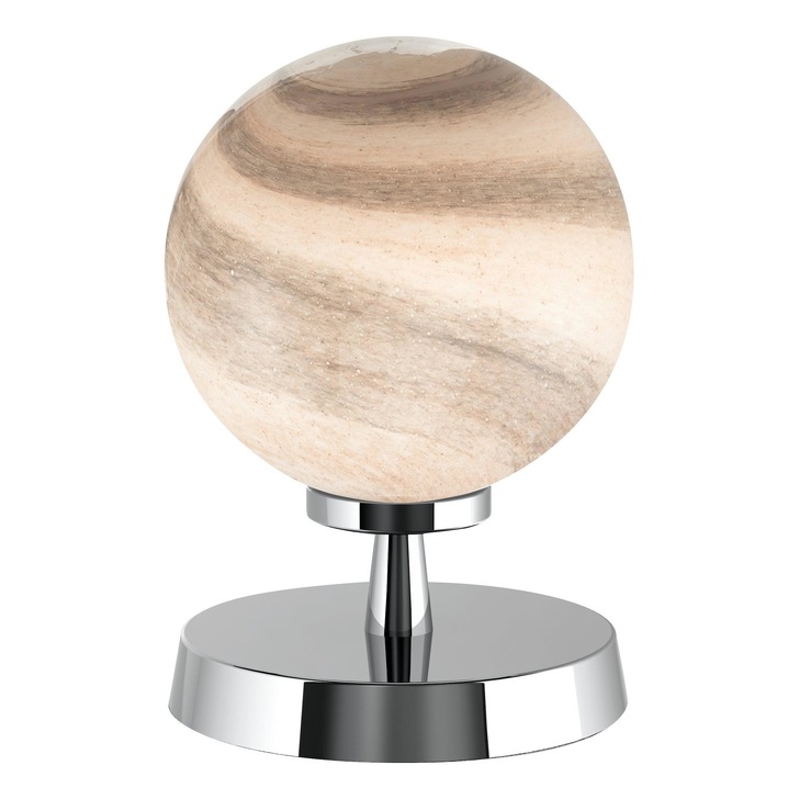 Dar Esben Polished Chrome Touch Table Lamp Complete With Planet Glass