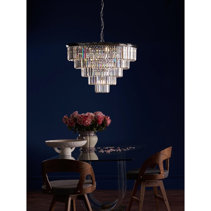 Dar Eulalia Polished Chrome 12 Light Crystal Chandelier - EUL1250