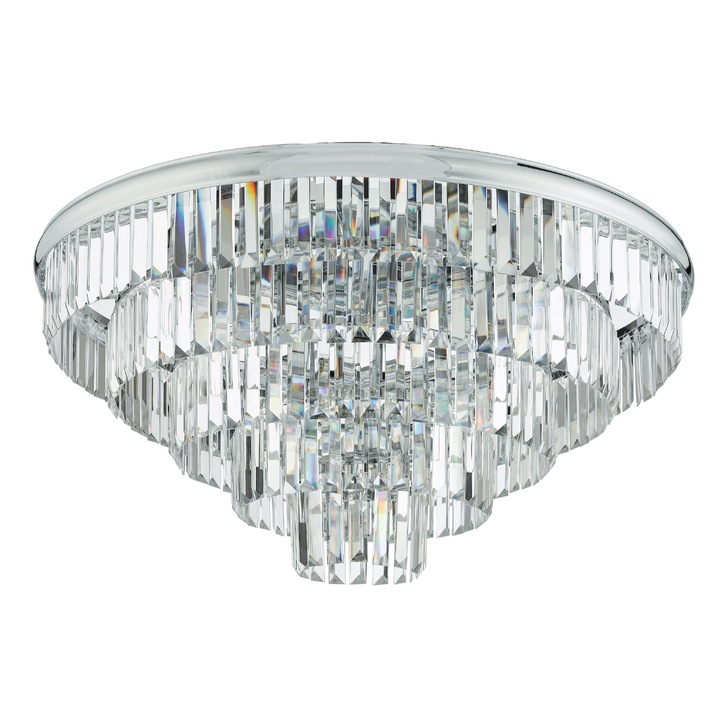 Dar Eulalia Polished Chrome Large Flush Crystal Lighting Light