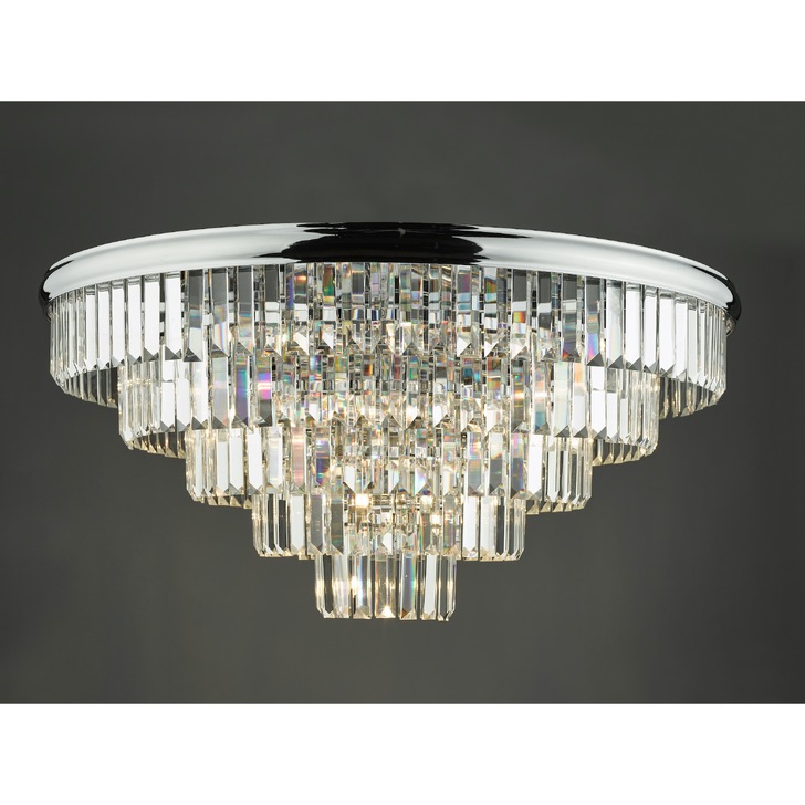 Dar Eulalia Polished Chrome Large Flush Crystal Lighting Light