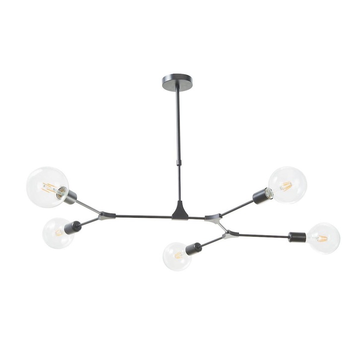 Dar Euphemia EUP0539 5 Light Pendant In Satin Black Finish