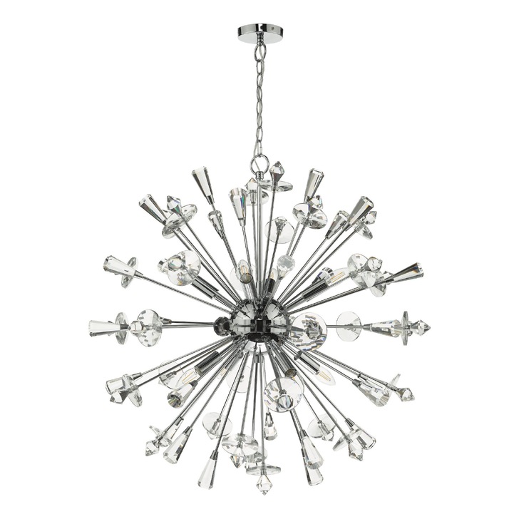 Dar Exodus 8 Light Polished Chrome Crystal Pendant Light