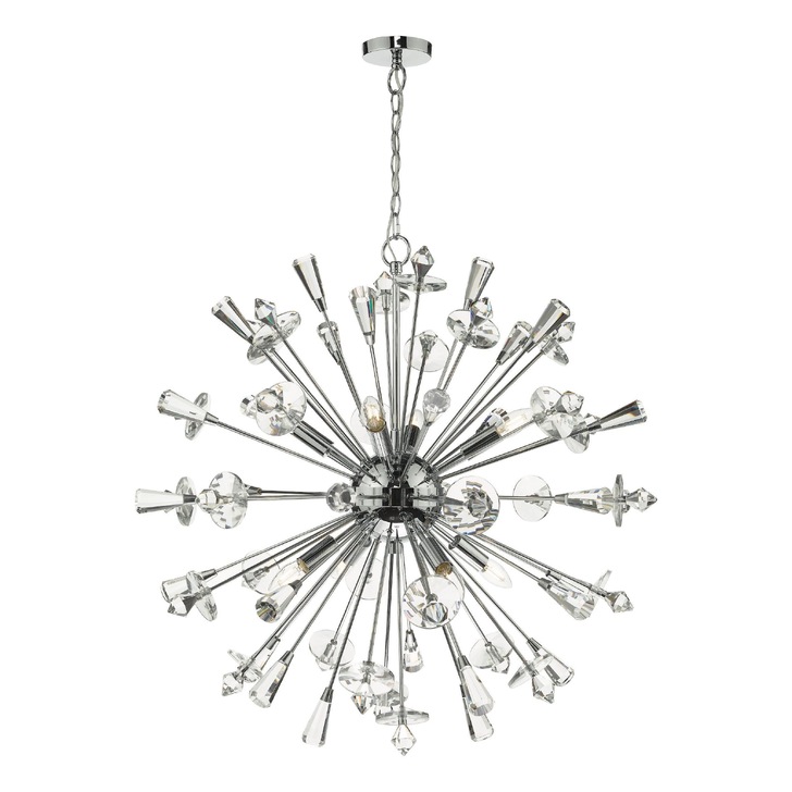 Dar Exodus 8 Light Polished Chrome Crystal Pendant Light