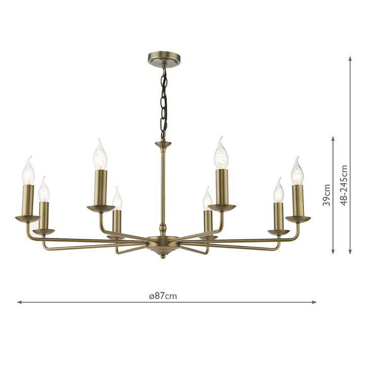 Dar Favian Matt Bronze Large 8 Arm Chandelier Light