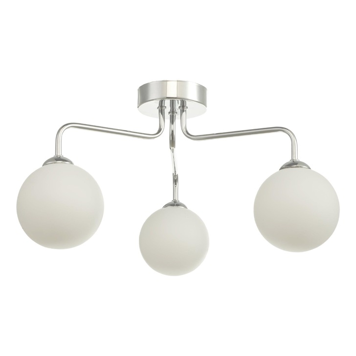 Dar Feya 3 Light Semi Flush Ceiling Light in Polished Chrome Complete With Opal Glasses