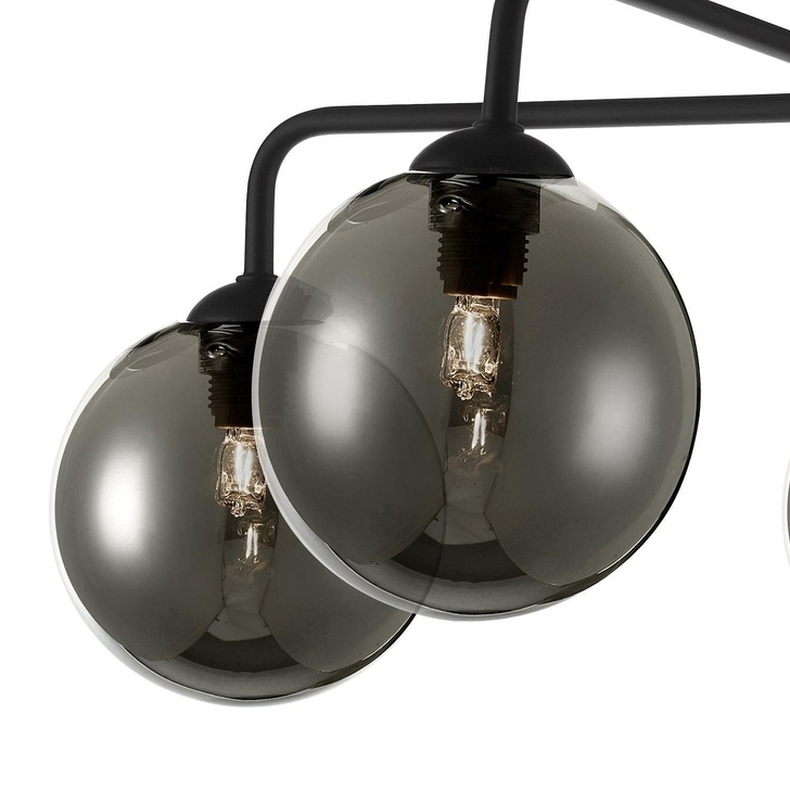 Dar Feya 5 Light Semi Flush Ceiling Light in Matt Black Complete With Smoked Glasses