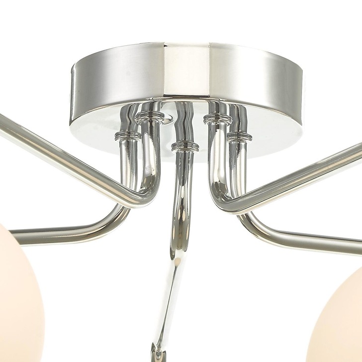 Dar Feya 5 Light Semi Flush Ceiling Light in Polished Chrome Complete With Opal Glasses