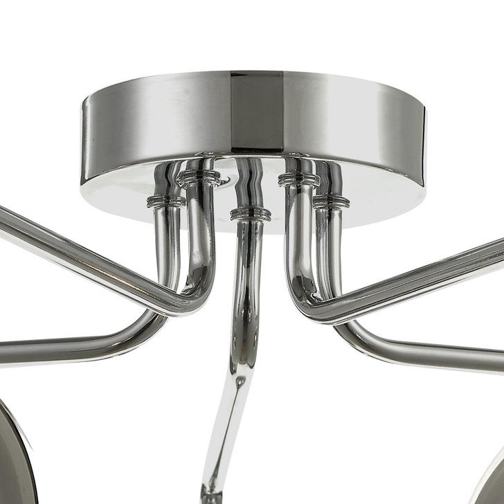 Dar Feya 5 Light Semi Flush Ceiling Light in Polished Chrome Complete With Smoked Glasses