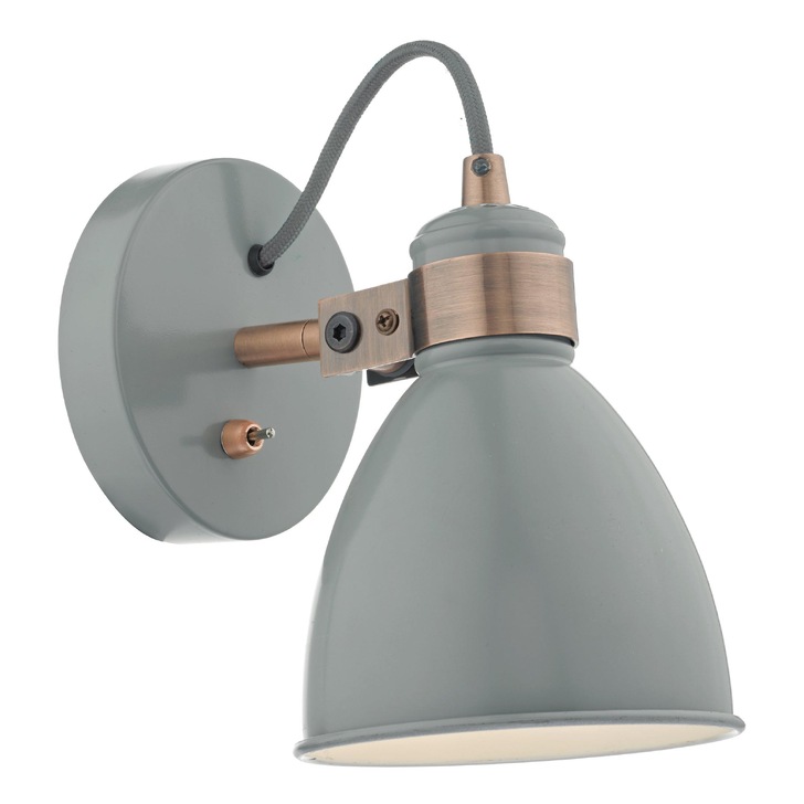 Dar Frederick FRE0739 Gloss Grey & Satin Copper Single Wall Light