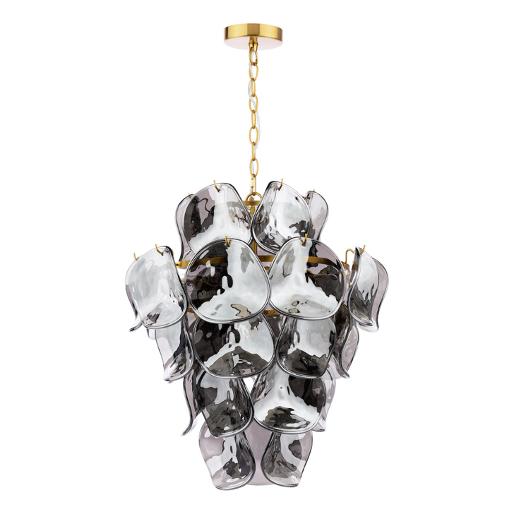 Dar Genoa 8 Light Natural Brass Pendant Comeplete With Smoked Glass