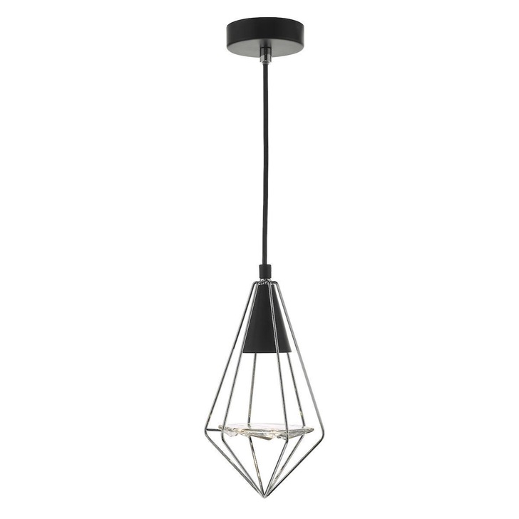 Dar Gianni GIA0150 Single Pendant In Matt Black & Polished Chrome Finish