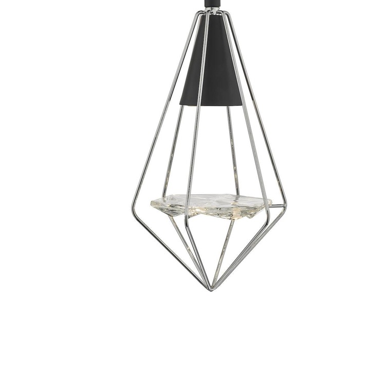 Dar Gianni GIA0150 Single Pendant In Matt Black & Polished Chrome Finish