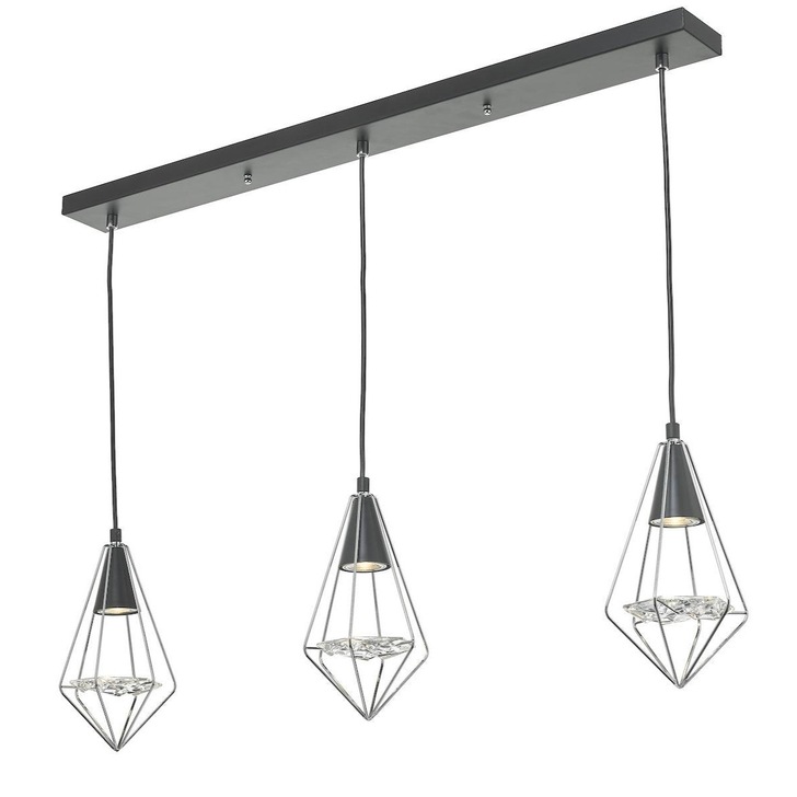 Dar Gianni GIA0350 3 Light Bar Pendant In Matt Black & Polished Chrome Finish