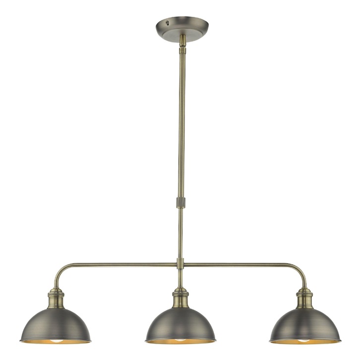 Dar Governor 3 Light Bar Pendant In Antique Chrome And Antique Brass Finishes