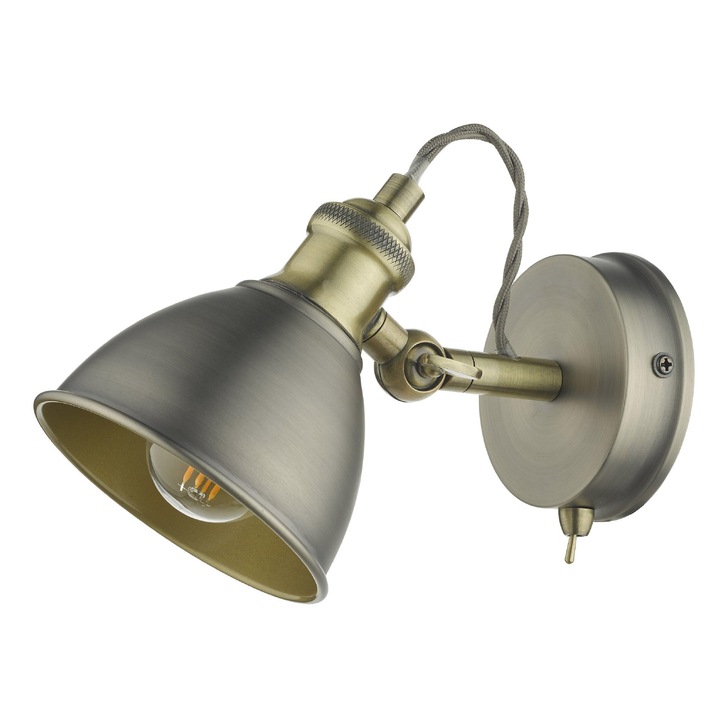 Dar Governor Single Spotlight In Antique Chrome And Antique Brass